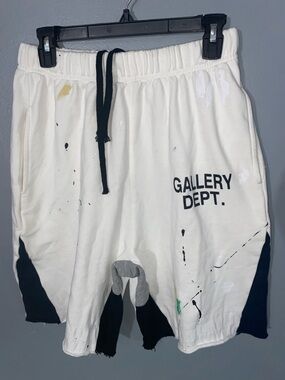Gallery Dept White Paint-Splash Drawstring Shorts
